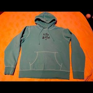 Life is Good hoodie size L- aqua/teal